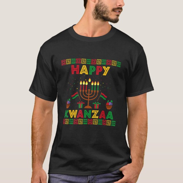 T-shirt Joyeux Kwanzaa Kinara bougies Principes Am africai (Devant)