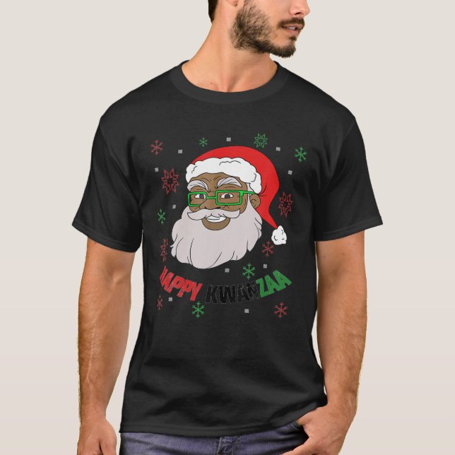 T-shirt Joyeux Kwanzaa Père Noël Noir Noël Afrique Amériqu (Devant)