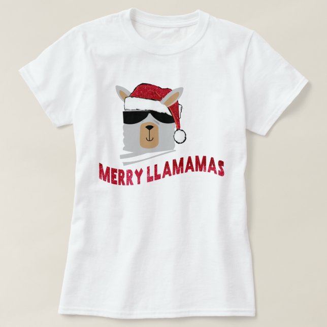 T-shirt Joyeux lamamas : Personnalisé Llama Tee de Noël (Design devant)