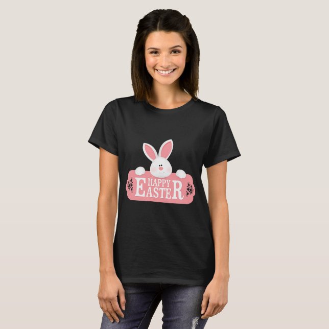 T-shirt Joyeux lapin blanc de Pâques (Devant entier)