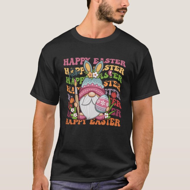 T-shirt Joyeux lapin de Pâques Cadeaux de printemps Gnome  (Devant)