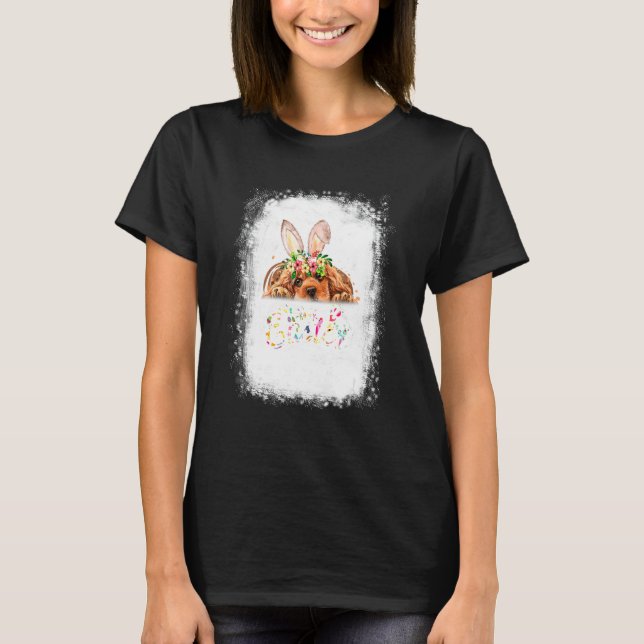 T-shirt Joyeux Lapin De Pâques Espagnol Cocker Avec Oeufs  (Devant)