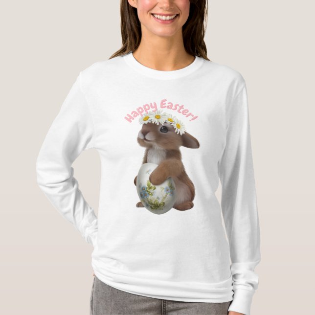 T-shirt "Joyeux lapin de Pâques pour les femmes Tee à manc (Devant)