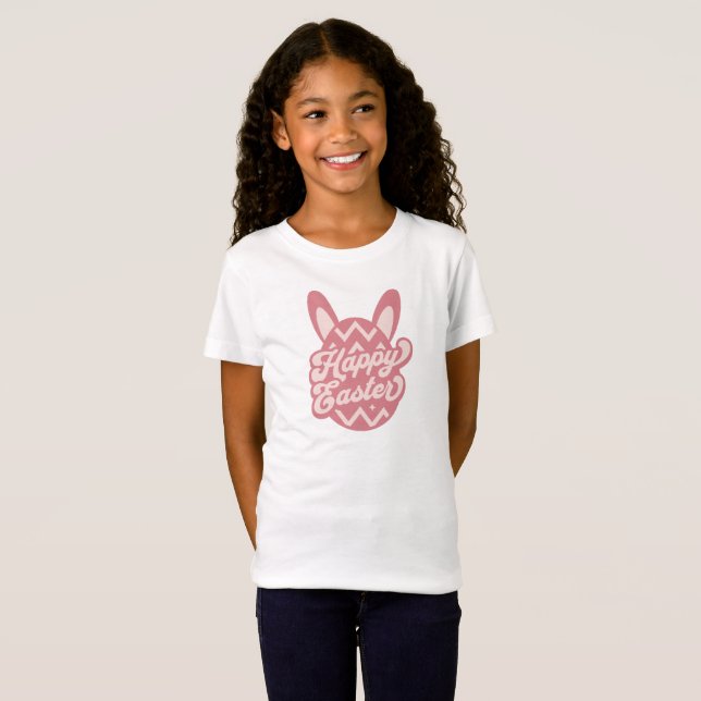 T-Shirt Joyeux lapin de Pâques rose (Devant entier)