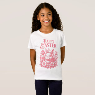 T-Shirt Joyeux lapin de Pâques rose classique