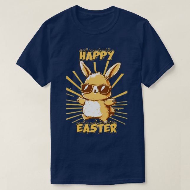 T-shirt joyeux lapin lapin de pâques face drôle jour de pâ (Design devant)