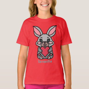T-shirt Joyeux lapin minimaliste avec un coeur Amour