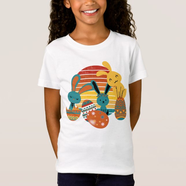 T-Shirt Joyeux lapin, Oeuf de Pâques, Mignonne (Devant)