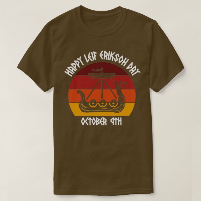 T-shirt Joyeux Leif Erikson Day Vikings Sunset 2 (Design devant)