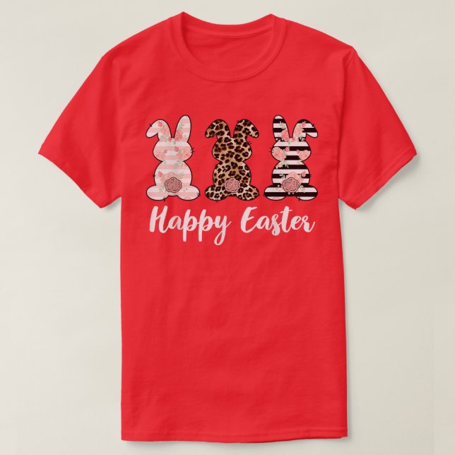 T-shirt Joyeux Léopard de Pâques Plaid Rabbit Bunny Femmes (Design devant)