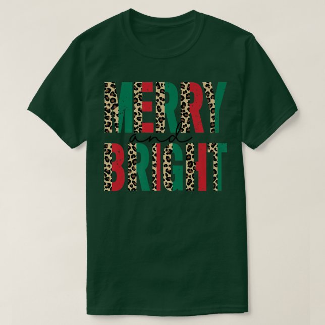 T-shirt Joyeux Leopard Et Vibes De Noël Lumineuses Drôle C (Design devant)