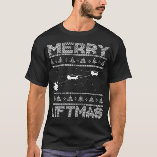 T-shirt Joyeux Liftmas Chinook Hélicoptère Laid Noël