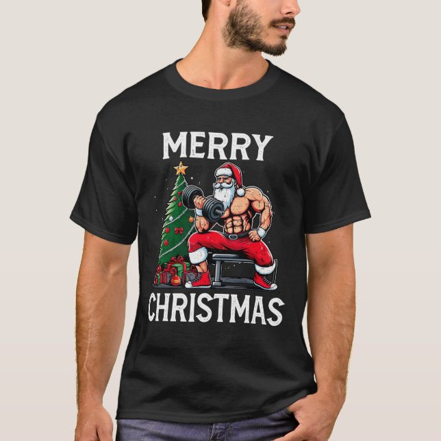 T-shirt Joyeux Liftmas Drôle Père Noël Xmas Gym Bodybuildi (Devant)