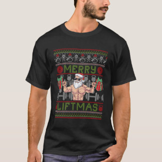 T-shirt Joyeux Liftmas Fitness Père Noël Bodybuilder laid