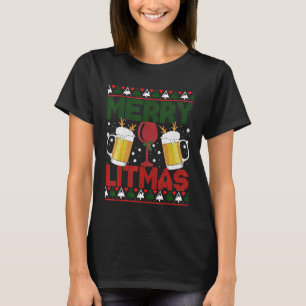 T-shirt Joyeux Litmas Vin Bière Noël Vilain Joyeux Noël