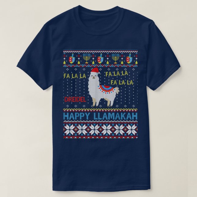 T-shirt Joyeux Llamakah Drôle Ugly Hanoukka Llama (Design devant)