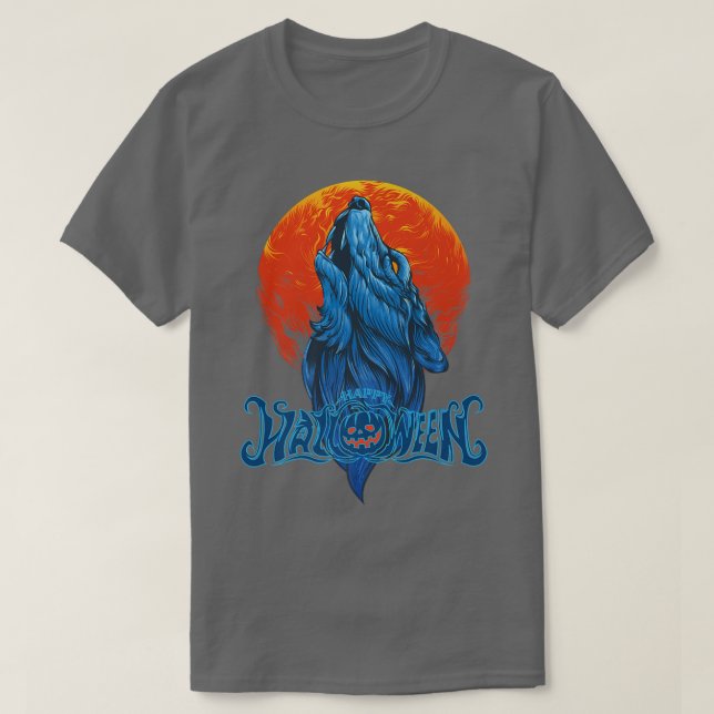 T-shirt Joyeux loup de lune d'Halloween 4317 (Design devant)
