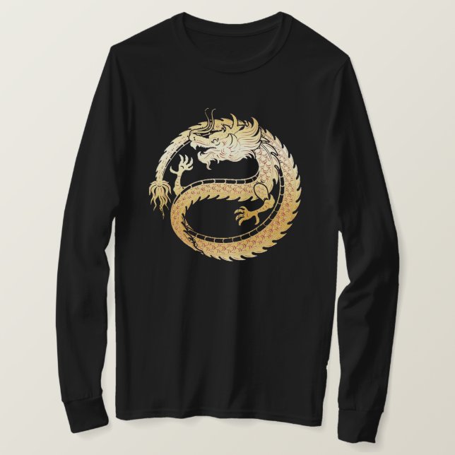 T-shirt Joyeux Lunaire chinois Nouvel An 2024 Gold DRAGON  (Design devant)