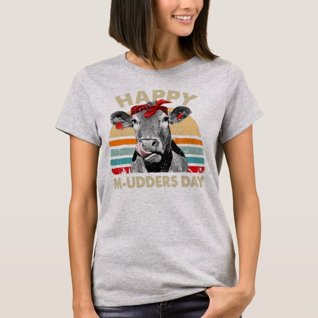 T-shirt Joyeux M udders Day Funny Cow Farmer Fête des mère (Devant)