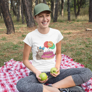 T-shirt Joyeux Marionnette mignonne avec ballons et gâteau