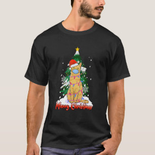 T-shirt Joyeux Masque Visage De Noël Pour Chats Jaunes