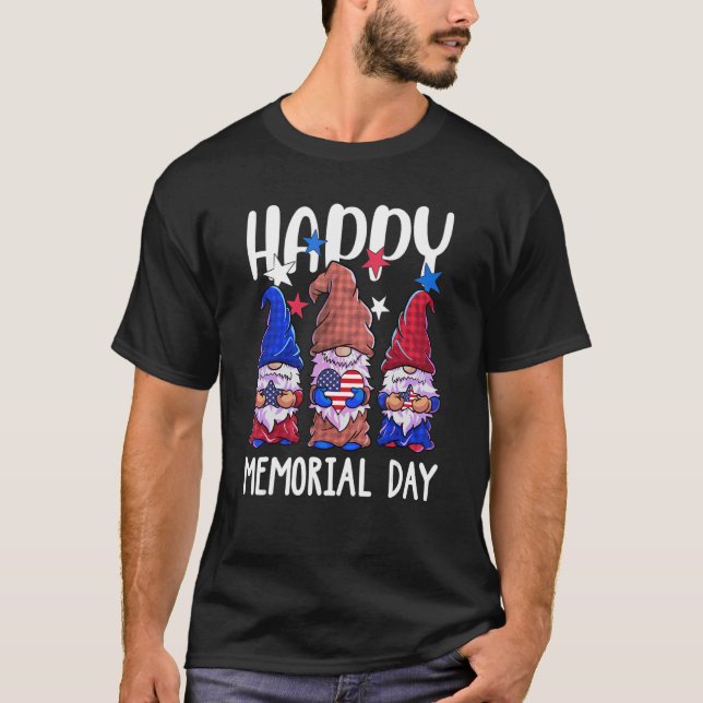 T-shirt Joyeux Memorial Day Gnome Usa Drapeau Patriot Amér (Devant)