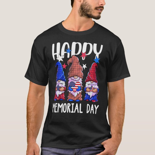 T-shirt Joyeux Memorial Day Gnome Usa Drapeau Patriot Amér (Devant)