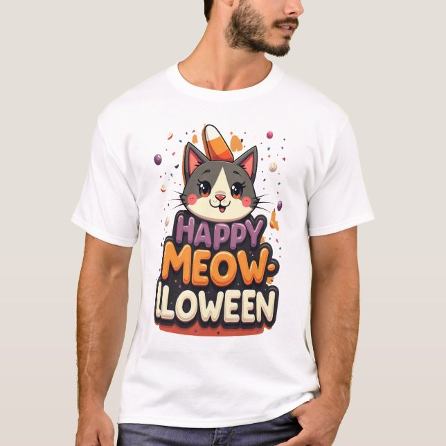 T-shirt Joyeux Méow-lloween Chat (Devant)