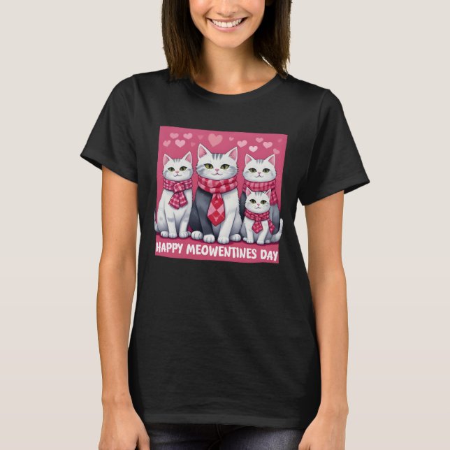 T-shirt Joyeux Meowentine's Day Amoureux des chats de la S (Devant)
