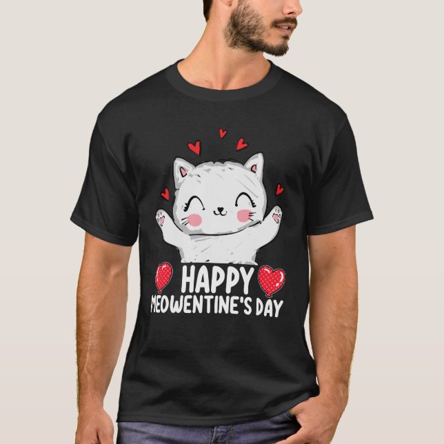 T-shirt Joyeux Meowentine's Day Chat Saint-Valentin Amour (Devant)
