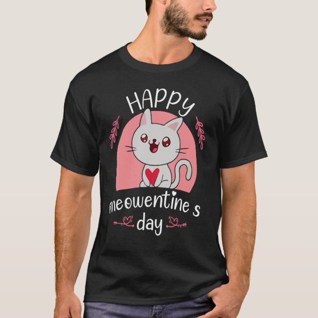 T-shirt Joyeux Meowentine's Day Valentine Chat Cute Kitten (Devant)