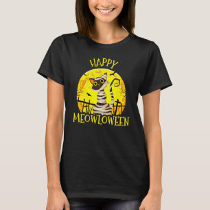 T-shirt Joyeux Meowloween Momie Chat Noir Halloween