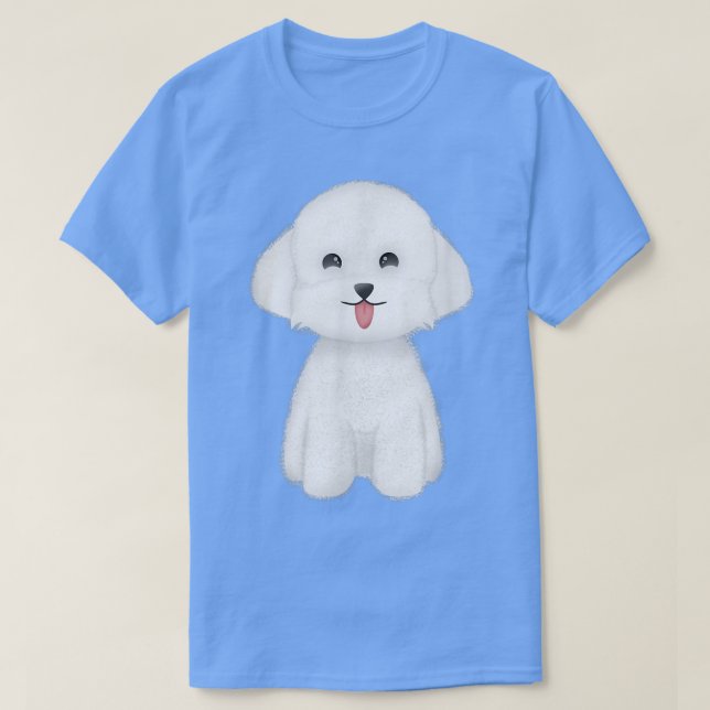 T-shirt Joyeux mignon chien blanc (Design devant)