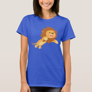 T-shirt joyeux mignon de femmes de lion de bande