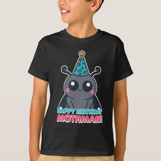 T-shirt Joyeux Mothman d'anniversaire ! Caricature mignon  (Devant)