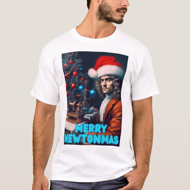 T-shirt Joyeux Newtonmas Sir Isaac Newton (Devant)