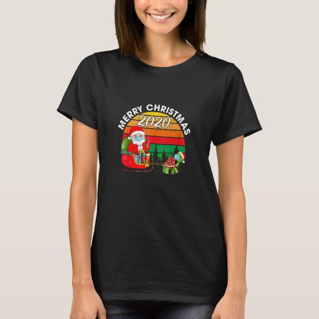 T-shirt Joyeux Noël 2020 Père Noël Masque Visage Tortue Pa (Devant)
