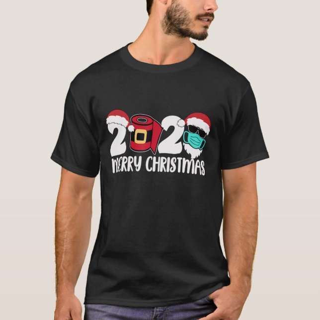 T-shirt Joyeux Noël 2020 Quarantaine Noël Père Noël Fa (Devant)