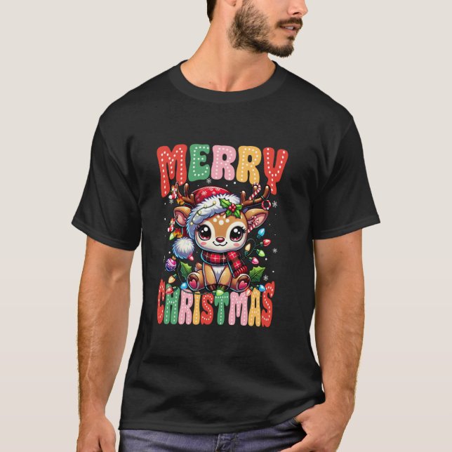 T-shirt Joyeux Noël 2024 Reindeer Père Noël Noël Hommes Fe (Devant)