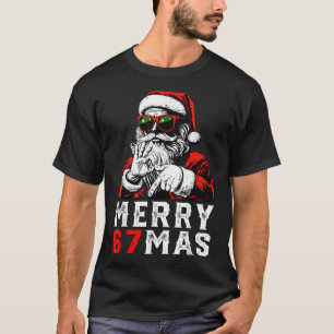 T-shirt Joyeux Noël 6 7 Mème Drôle Santa 67 Main Xmas