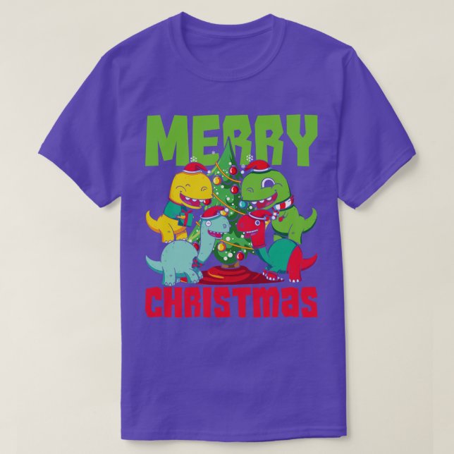 T-shirt Joyeux Noël à Xmas Trex Dinosaur (Design devant)