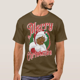 T-shirt Joyeux Noël Africain Américain Père Noël Noir Mme