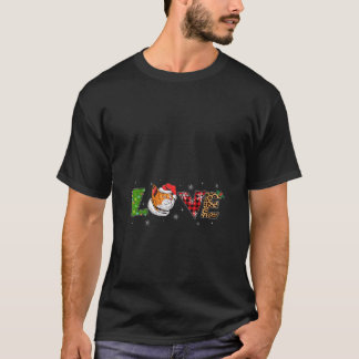 T-shirt Joyeux Noël Amour Chat Orange Leopard Rouge Plaid