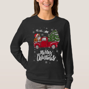 T-shirt Joyeux Noël Anglais Chien de taureaux Père Noël Re
