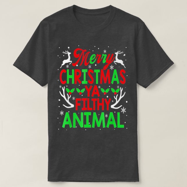 T-shirt Joyeux Noël Animal Filthy Ya Hommes Femmes Enfants (Design devant)
