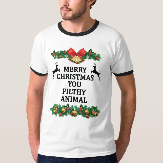 T-shirt Joyeux noël, animal sale (Devant)