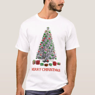 T-shirt Joyeux Noël. Arbre (conception 6) avec cadeaux