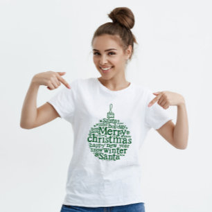 T-shirt Joyeux Noël Arbre de la typographie design Green