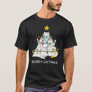 T-shirt Joyeux Noël Arbre de Noël Chat Catmas Meowy Noël