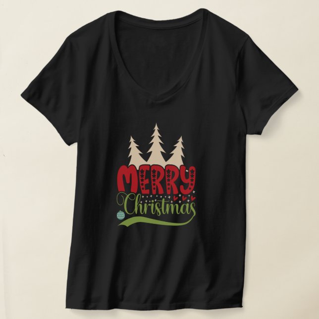 T-shirt Joyeux Noël arbre de Noël gratuit (Poser)